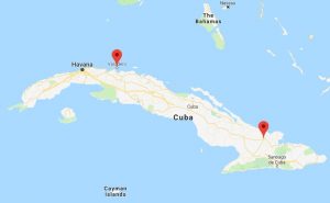 Varadero en Holguin op kaart Cuba